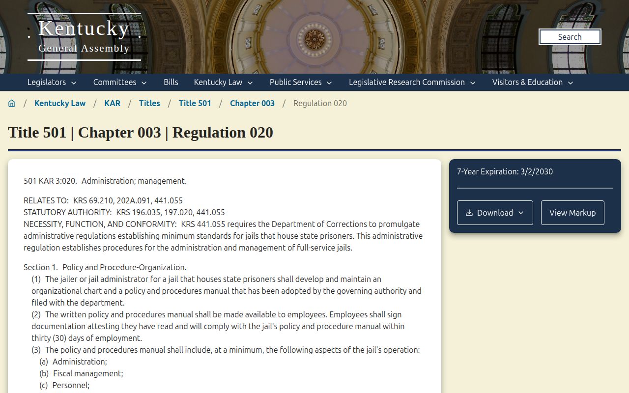 Kentucky jail record and retention regulation for booking photographs